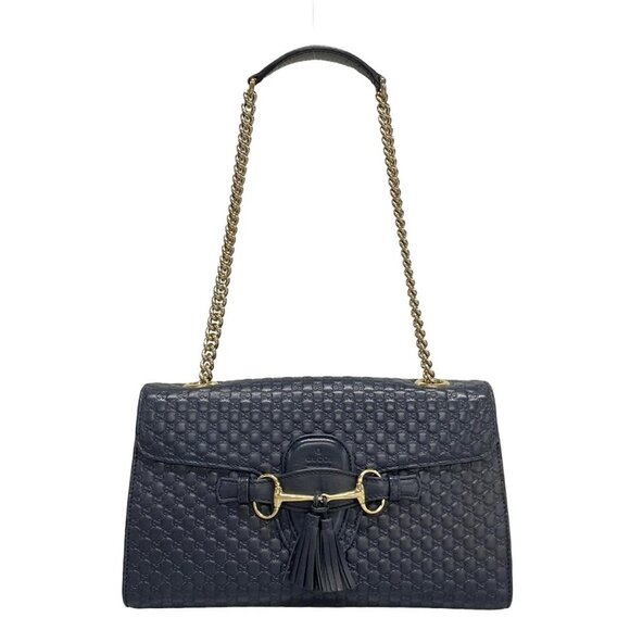 Auth GUCCI Micro Guccissima/Emily 449635 Blue Leather Shoulder Bag - Picture 1 of 16